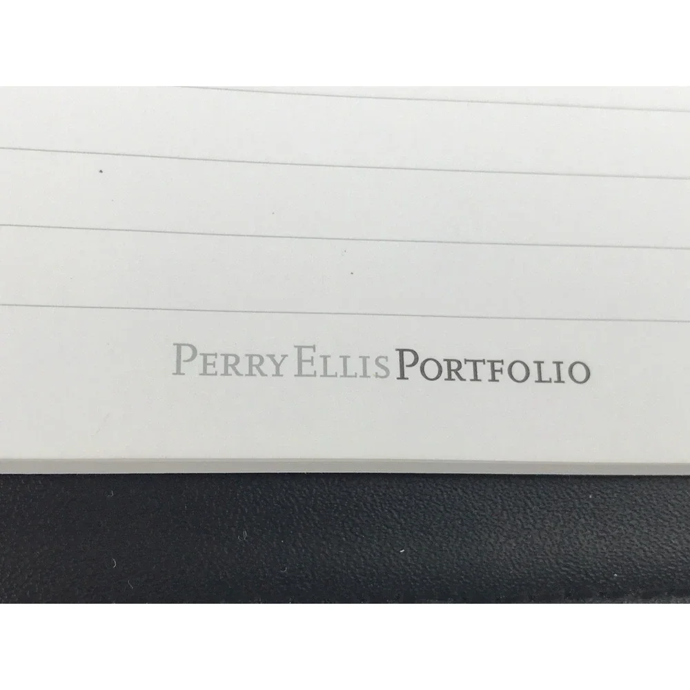 Perry Ellis Portfolio Folio‎ Black Leather Business Organizer Calculator Notepad